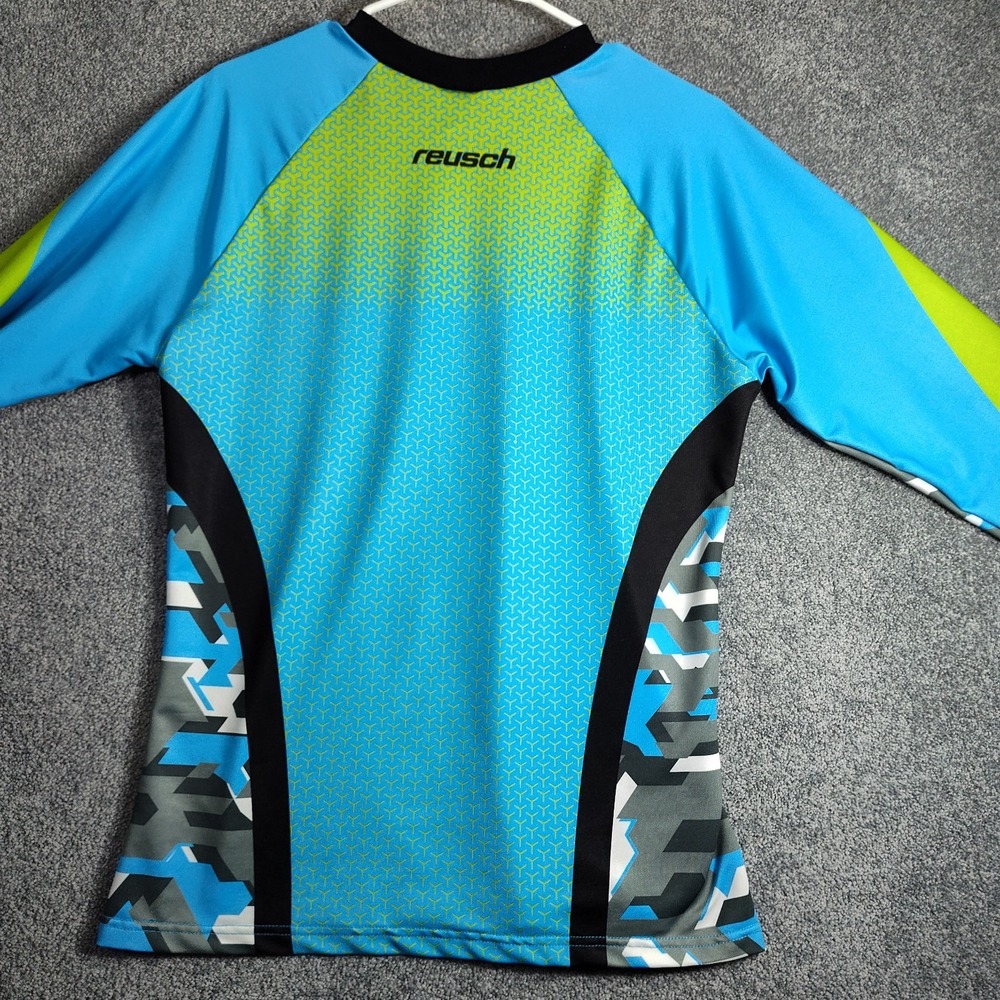 Reusch Soccer Jersey Men Medium Digital Camo Blue Green Long Sleeve Good